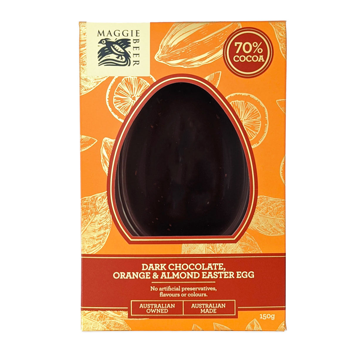 Maggie Beer Dark Chocolate Orange and Almond Easter Egg 150g | Harris Farm Online