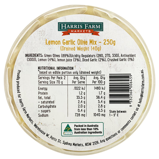 Harris Farm Lemon Garlic Olive Mix | Harris Farm Online