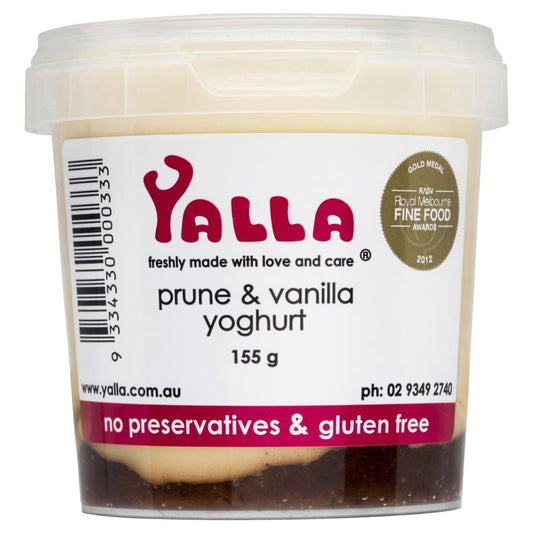 Yalla Prune Vanilla Yoghurt 155g , Frdg3-Dessert - HFM, Harris Farm Markets
 - 1