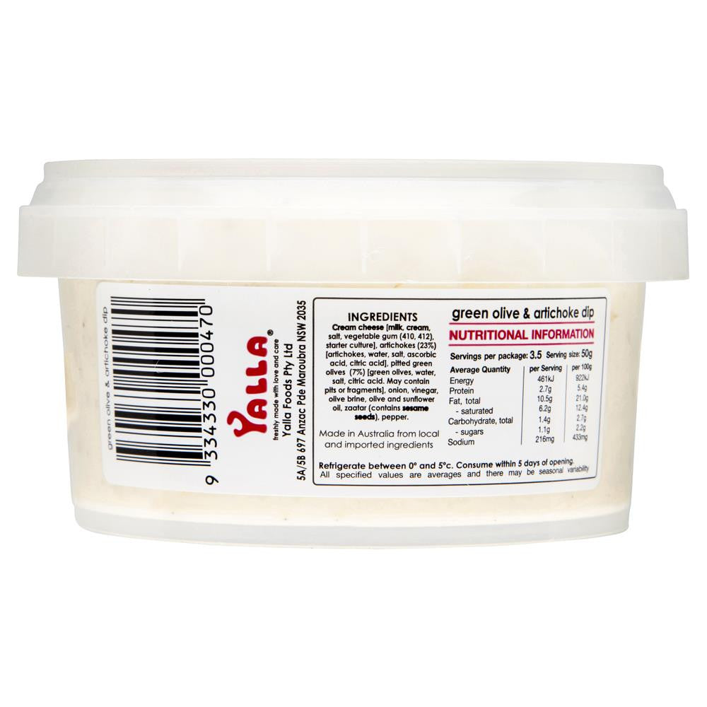 Yalla - Dips Green Olive Artichoke | Harris Farm Online