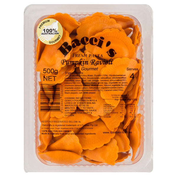 Baccis - Fresh Pasta - Ravioli Pumpkin | Harris Farm Online