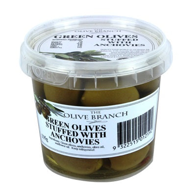 The Olive Branch Green Olives Stuffed with Anchovies 335g