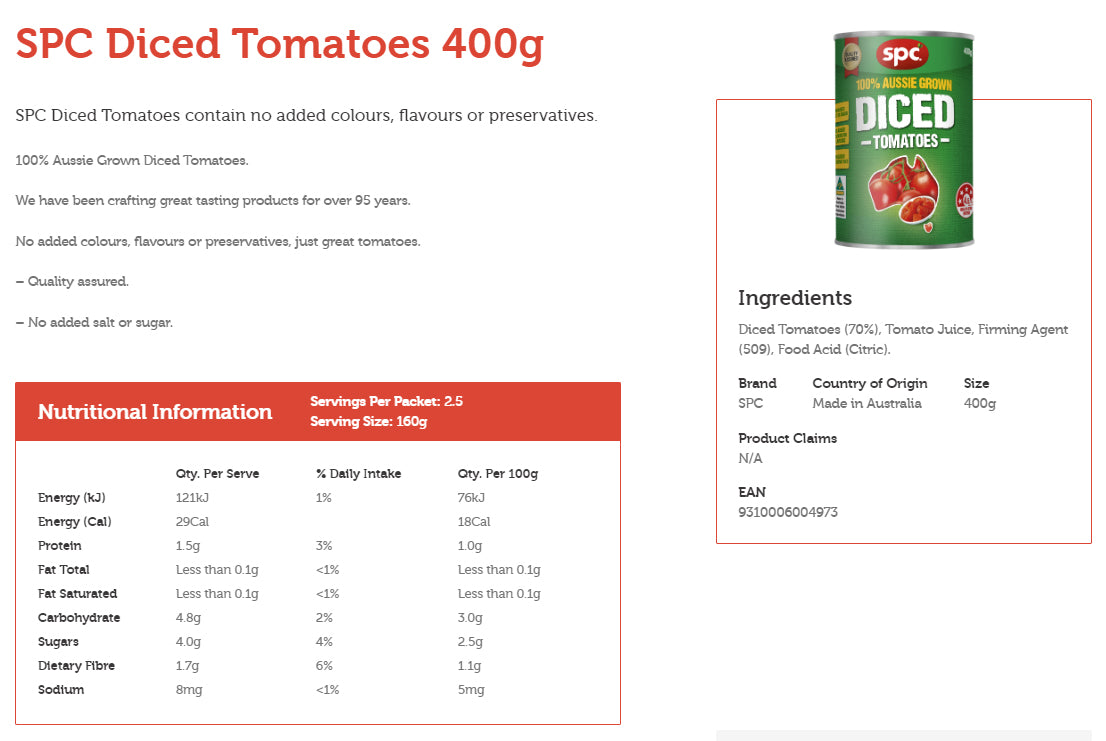 SPC Diced Tomatoes 400g