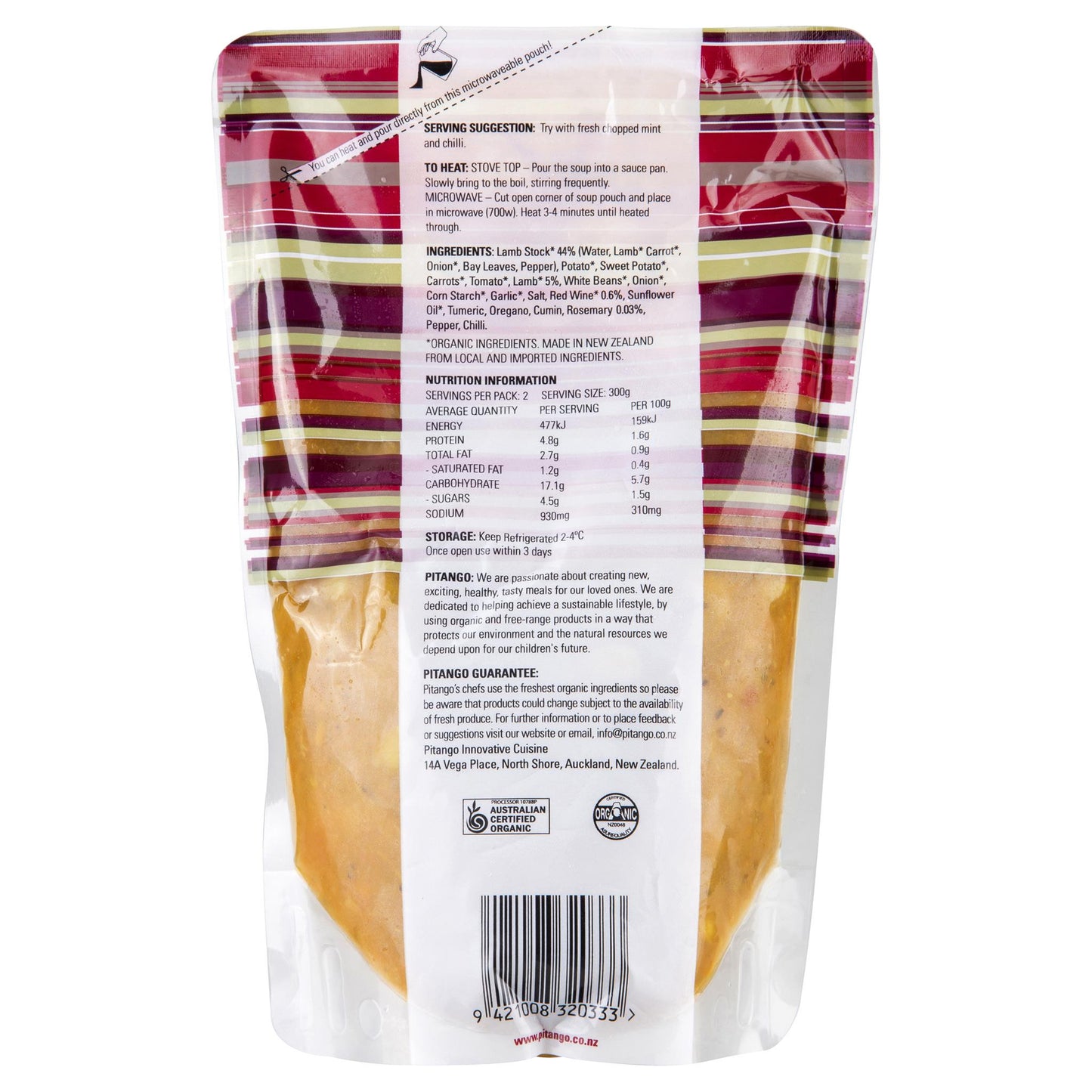 Pitango Organic Spring Lamb Soup with Red Wine & Rosemary 600ml , Frdg3-Meals - HFM, Harris Farm Markets
 - 2