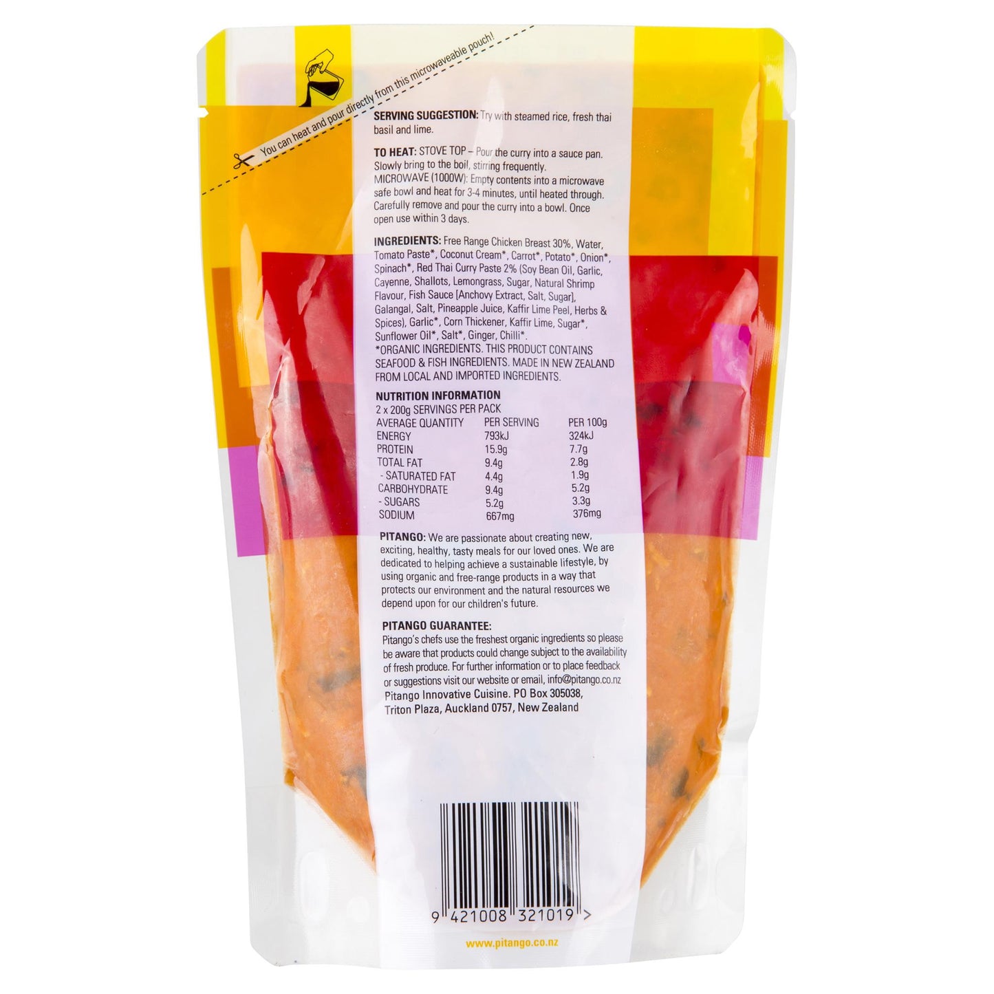 Pitango Organic Thai Chicken Curry 400g , Frdg3-Meals - HFM, Harris Farm Markets
 - 2