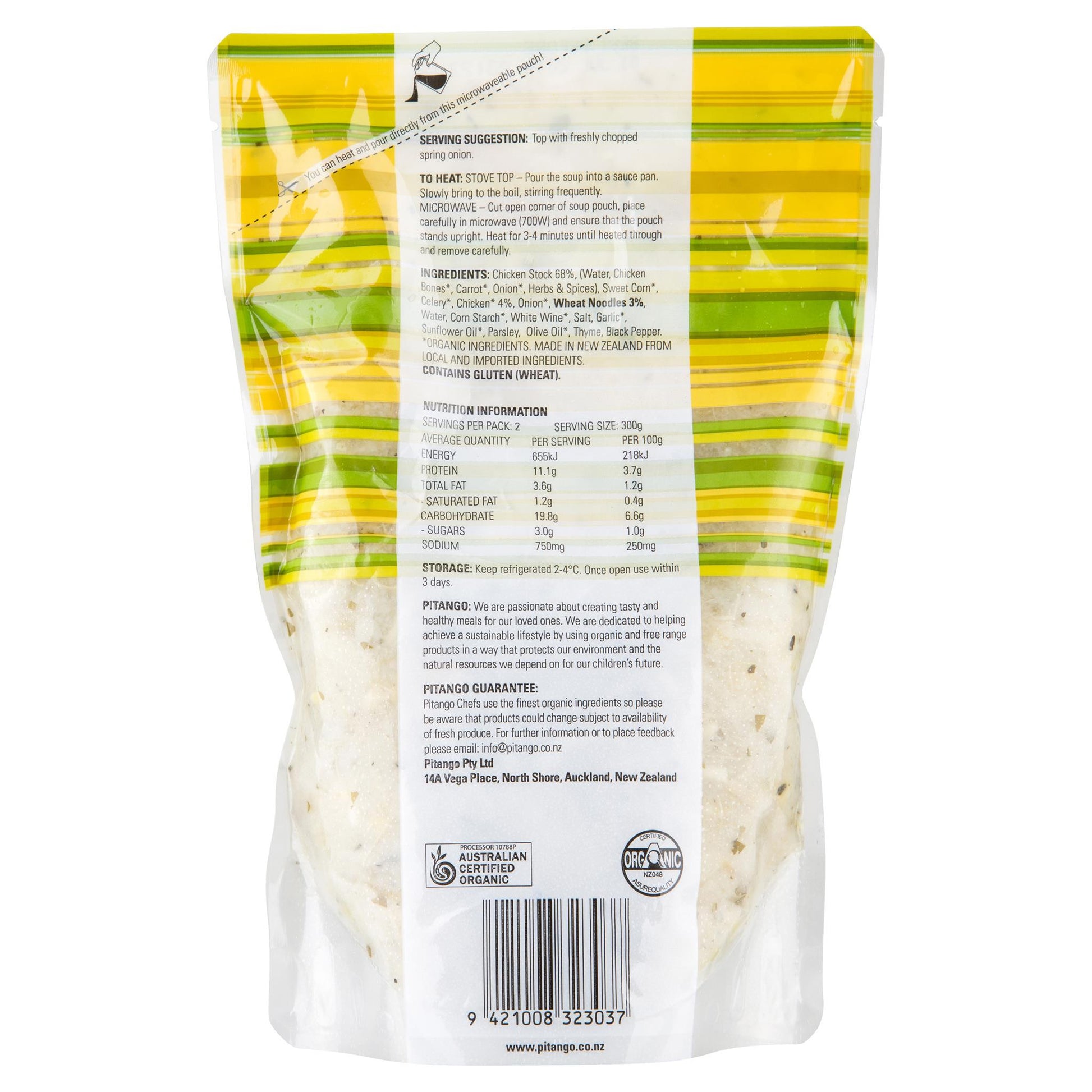 Pitango Organic Chicken Noodle Soup 600g , Frdg3-Meals - HFM, Harris Farm Markets
 - 2