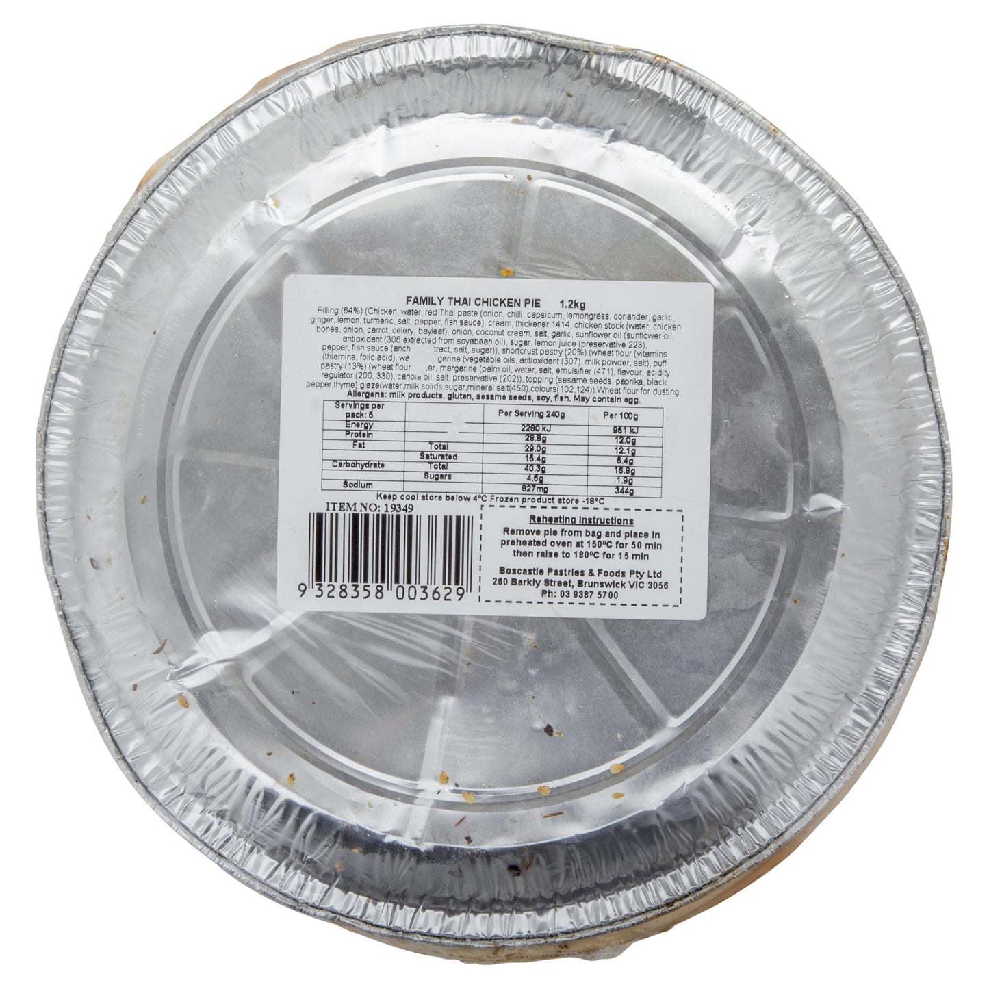Boscastle Thai Chicken Gourmet Family Pie 1.2kg , Frdg3-Meals - HFM, Harris Farm Markets
 - 2