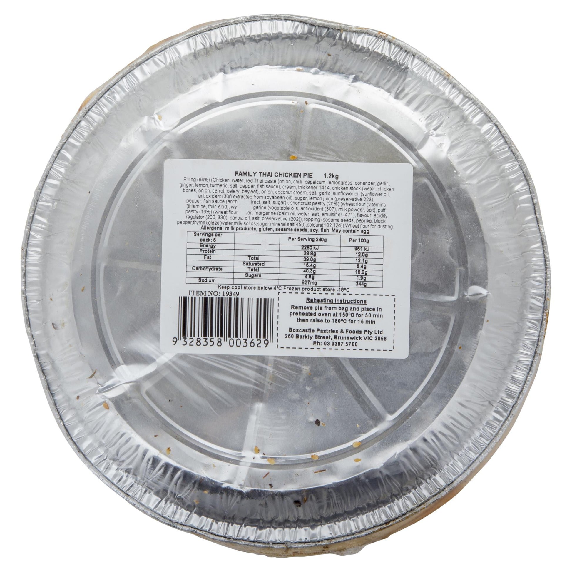 Boscastle Thai Chicken Gourmet Family Pie 1.2kg , Frdg3-Meals - HFM, Harris Farm Markets
 - 2