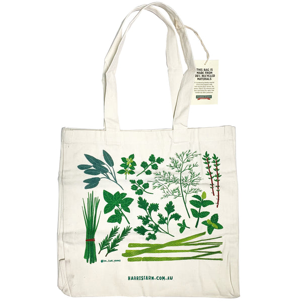 Harris Farm Reusable Herb Print Tote Bag