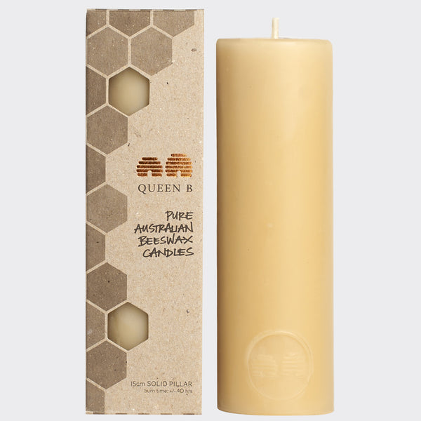Queen B Solid Pillar Beeswax Candle | Harris Farm Online
