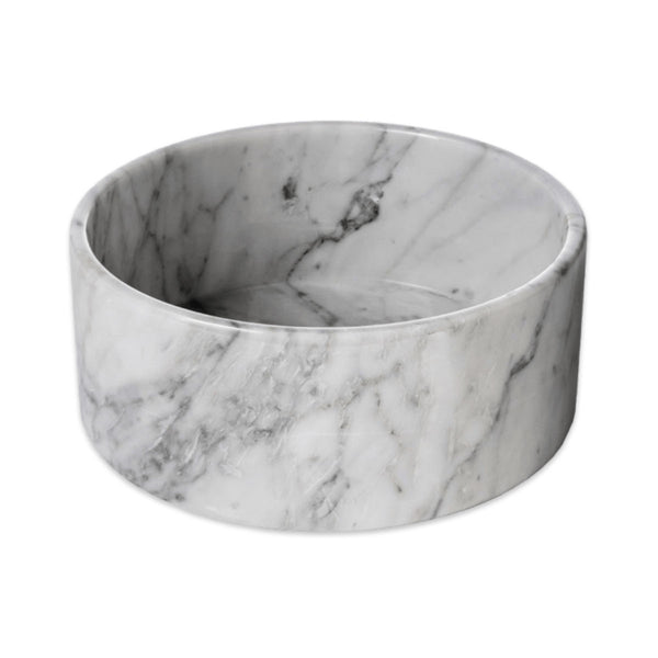 Houndztooth Marble Dog Bowl White Carrara Medium | Harris Farm Online