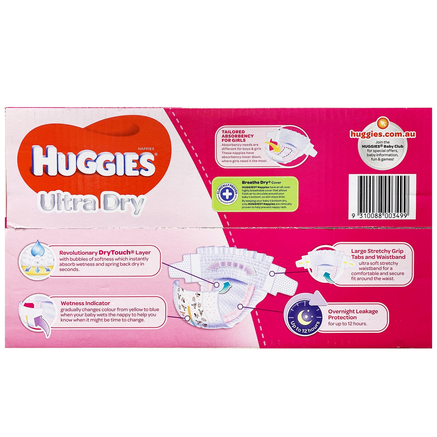 Huggies - Girls Nappies - Size 3 - Ultra Dry (6-11kg, 184 nappies)