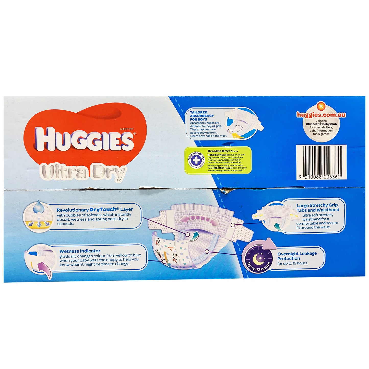 Huggies - Boys Nappies - Size 4 - Ultra Dry (10-15kg, 148 nappies)