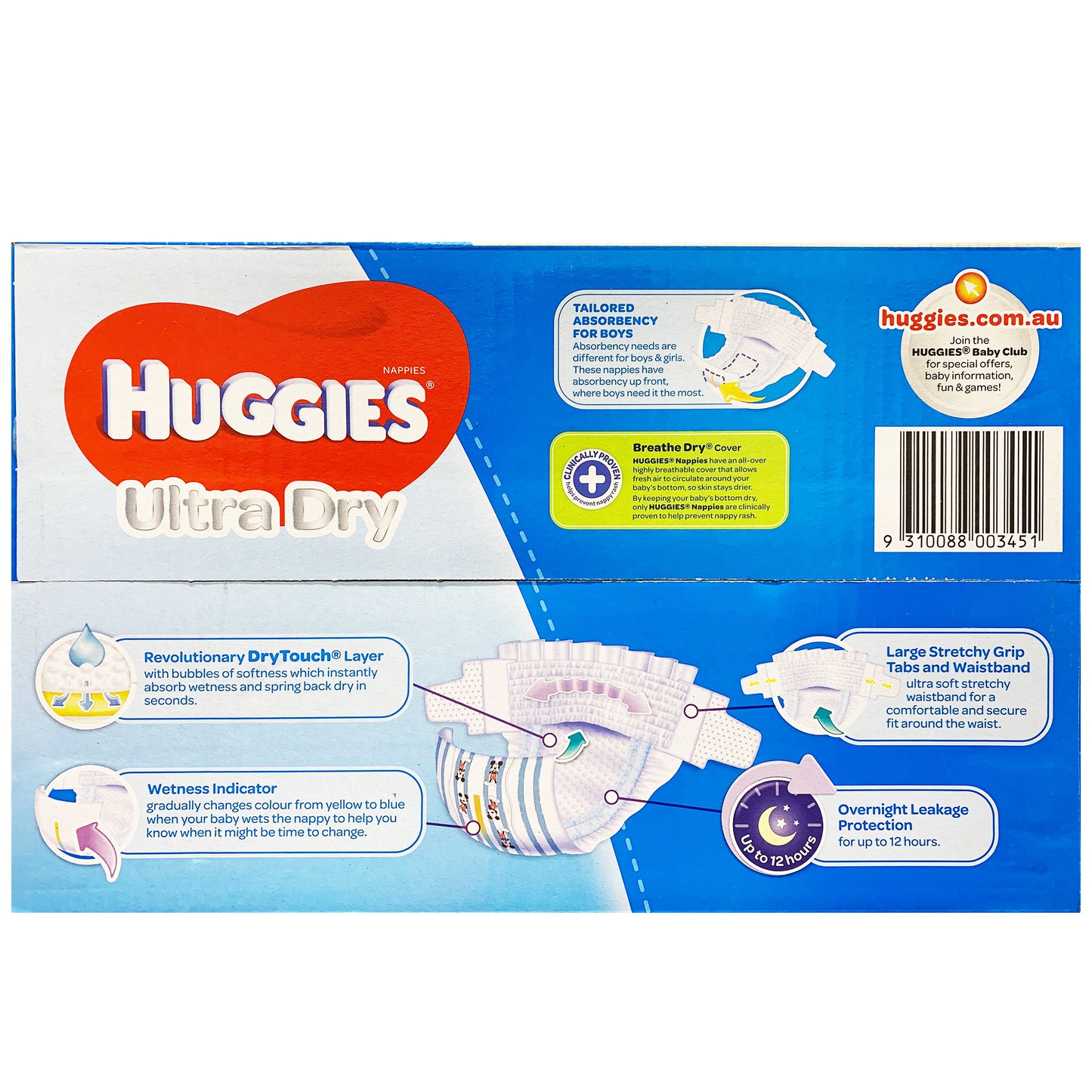 Huggies - Boys Nappies - Size 5 - Ultra Dry (13-18kg, 132 nappies)