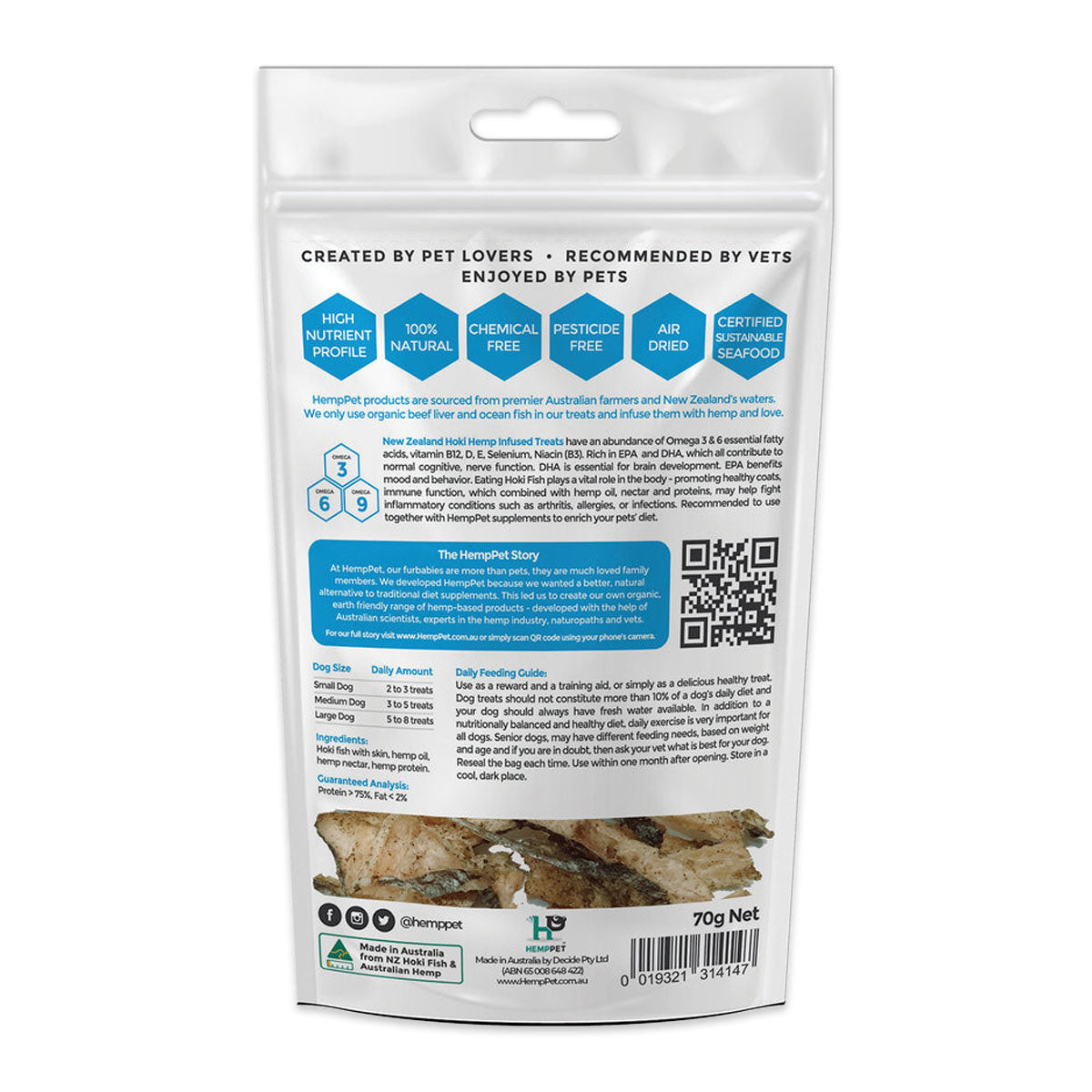 Hemp Pet New Zealand Hoki Fish Hemp Infused Dog Treats 70g | Harris Farm Online