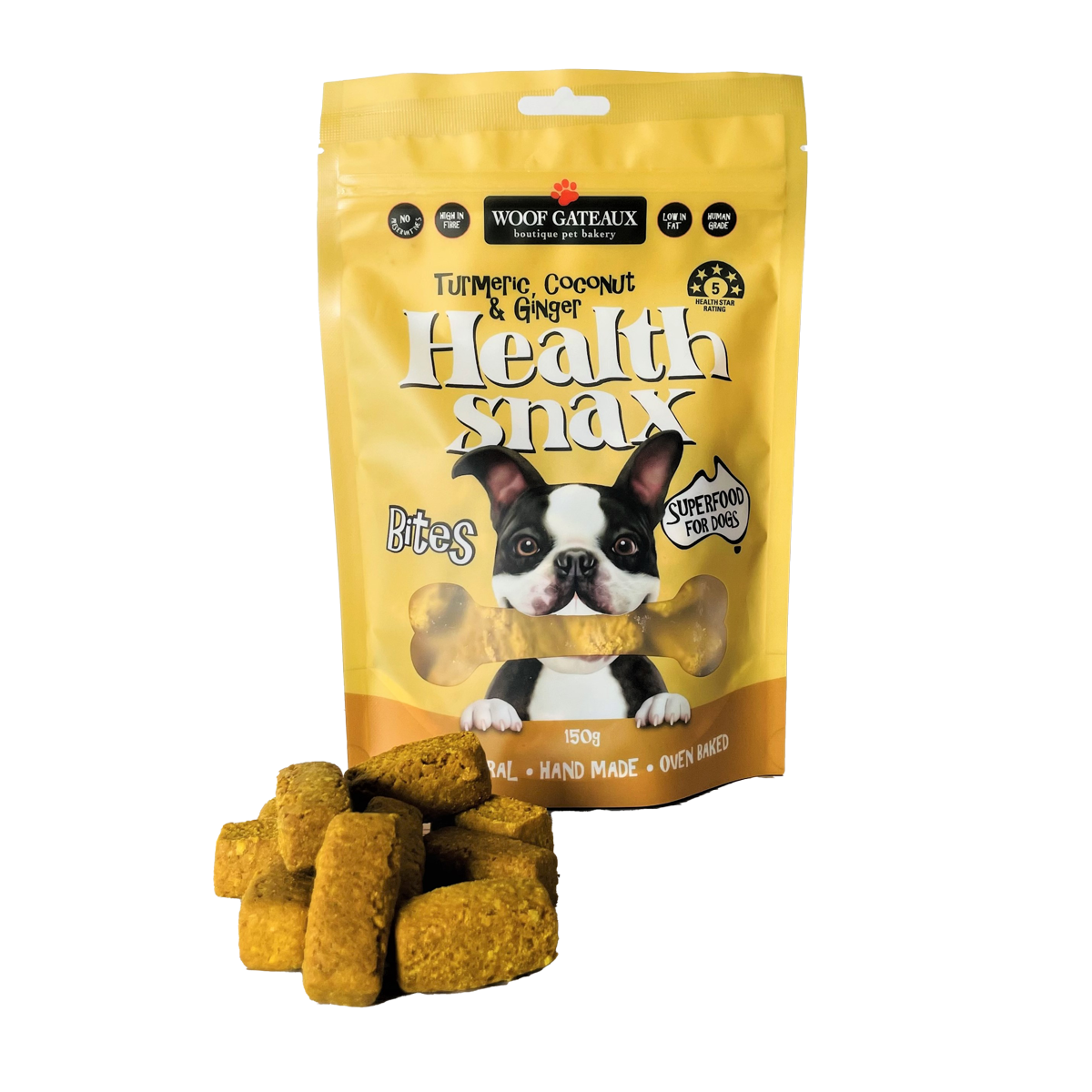 Woof Gateau Health Snax Turmeric Coconut and Ginger 150g