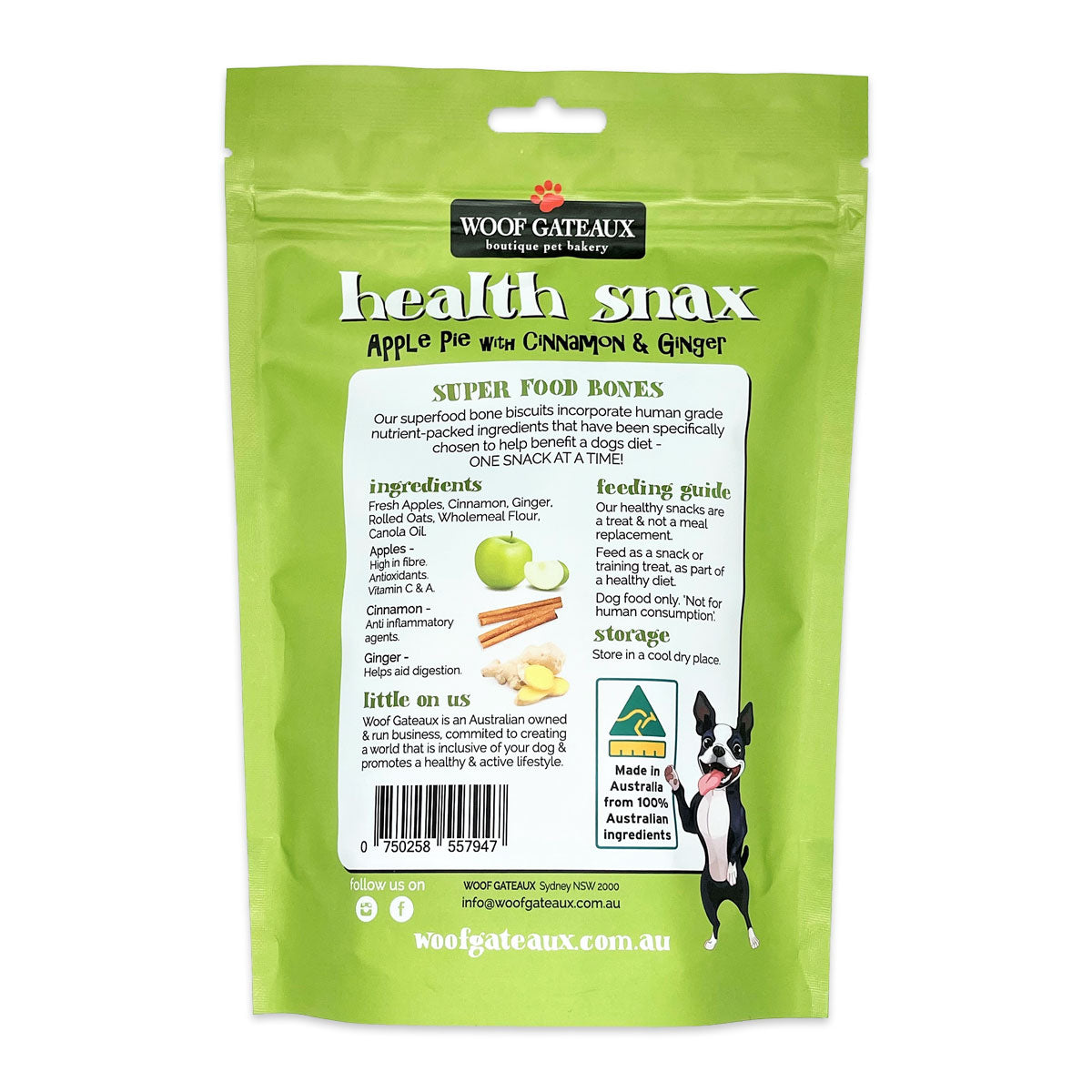 Woof Gateau Health Snax Apple Pie with Cinnamon and Ginger 150g | Harris Farm Online