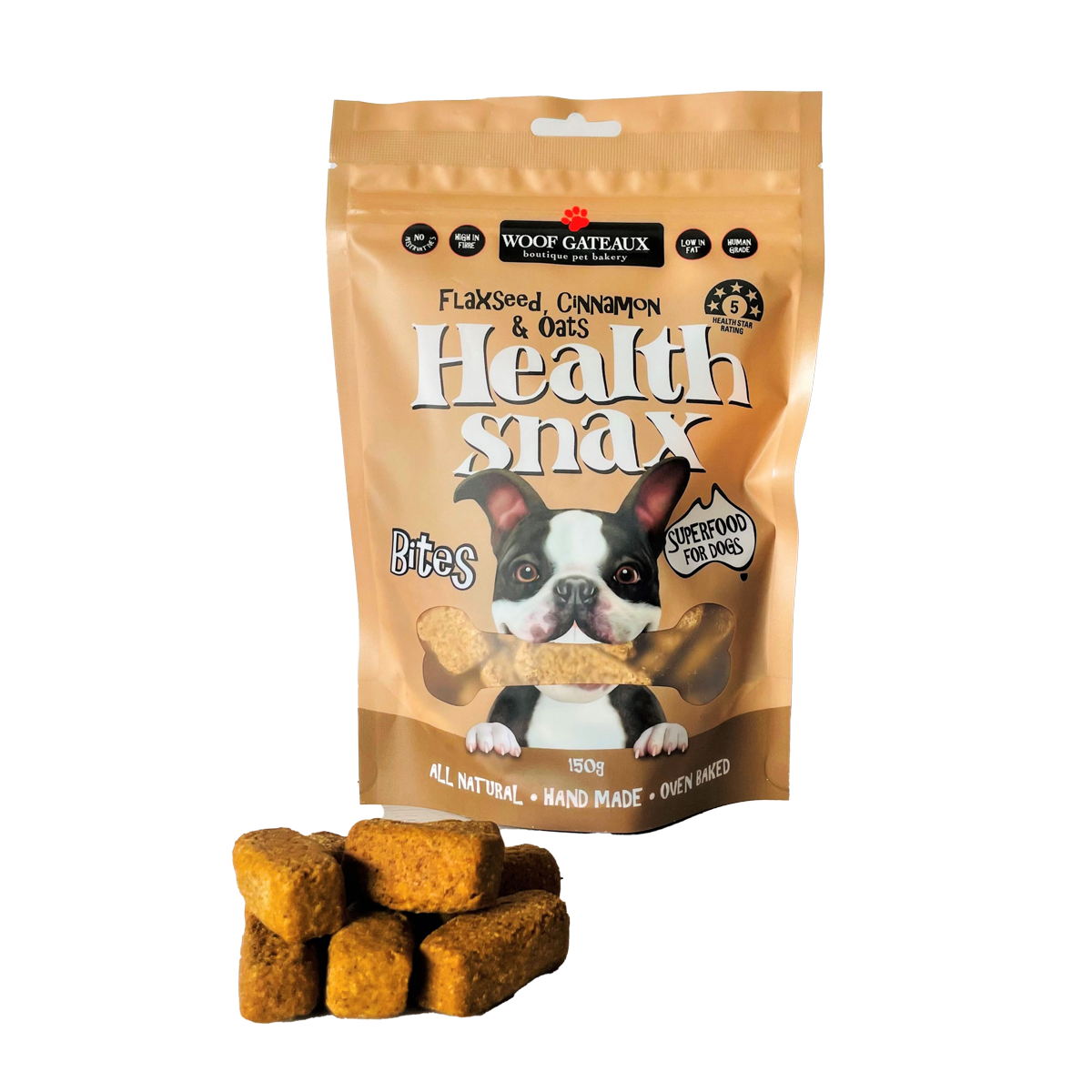 Woof Gateau Health Snax Flaxseed Cinnamon and Oats 150g