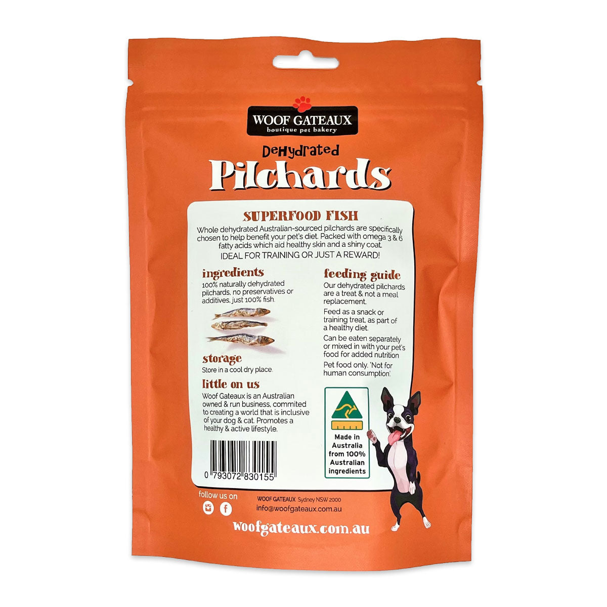 Woof Gateau Dog Treats Pilchards 90g | Harris Farm Online