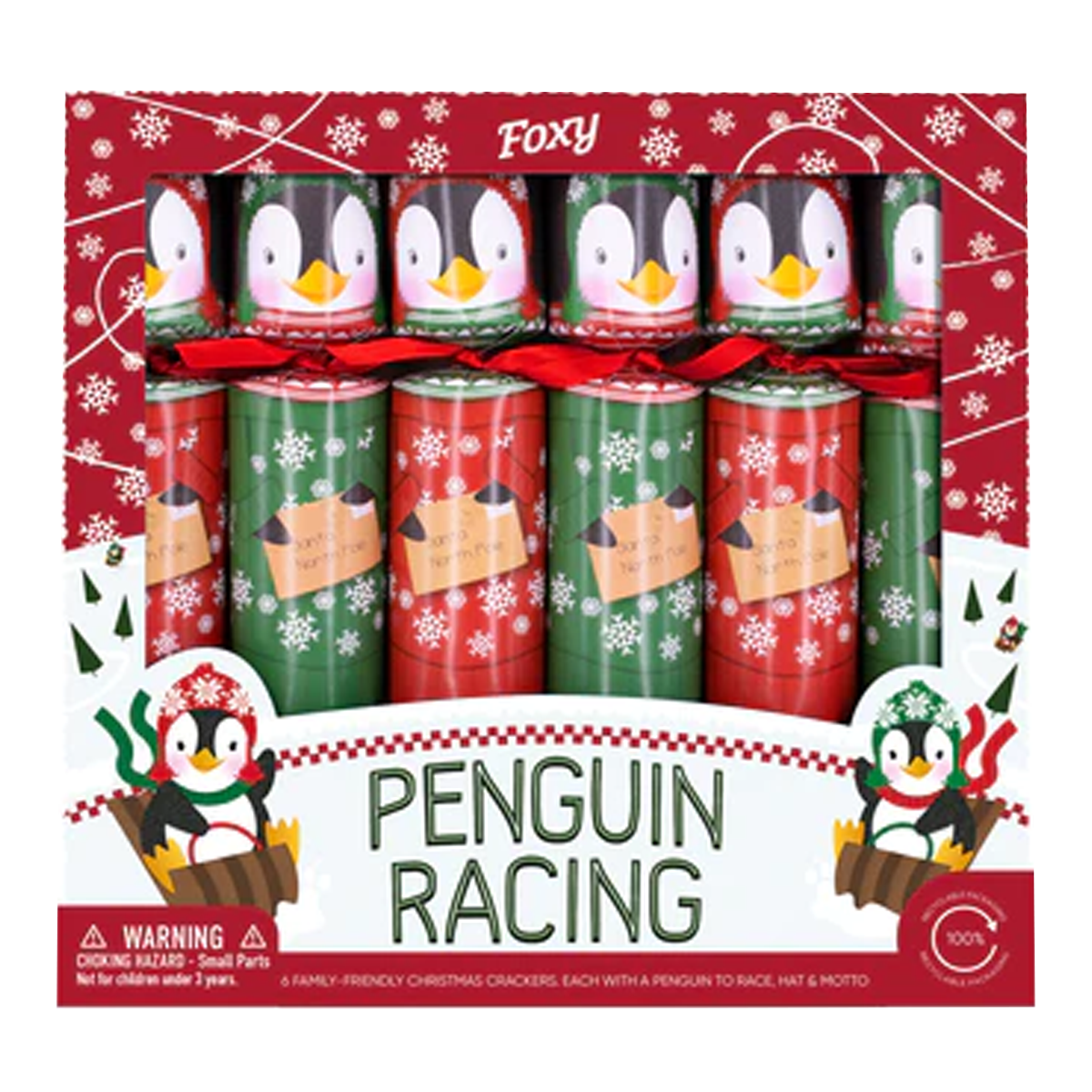 Celebration Crackers Large 12 Inch Penguin Racing Pack x6