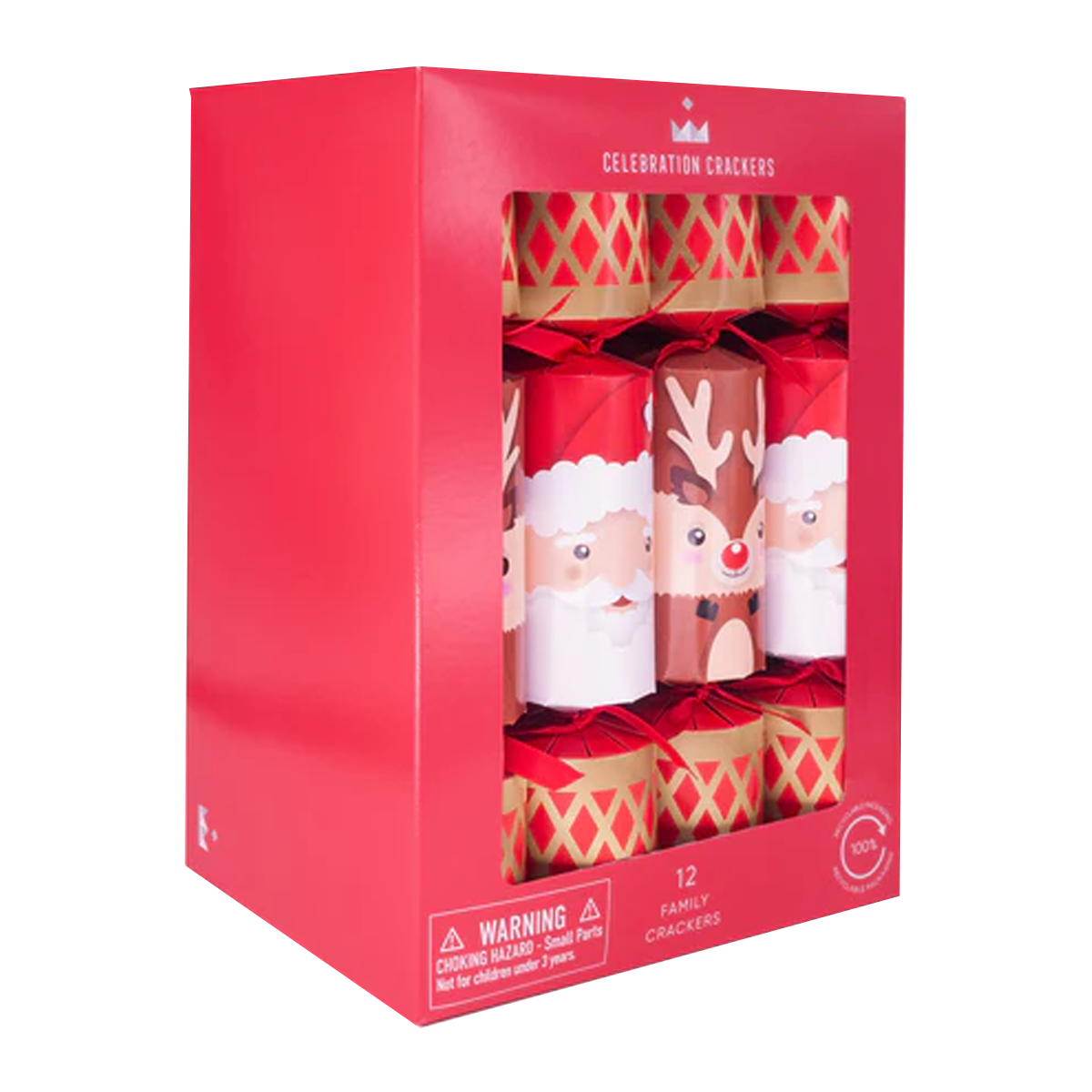 Celebration Crackers Large 12 Inch Santa & Reindeer Pack x12