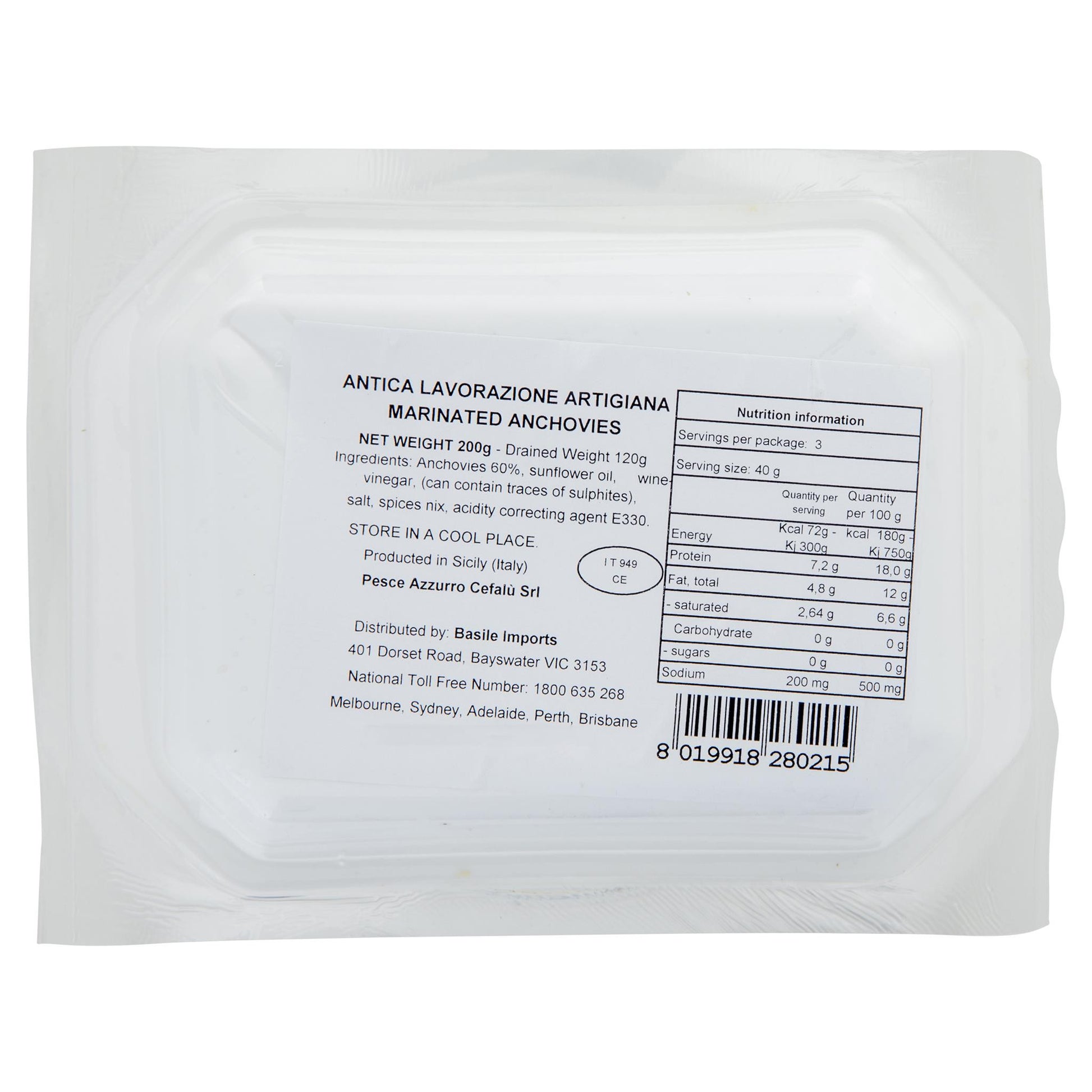 Antica Lavorazione Artigiana Marinated Anchovies 200g , Frdg3-Meals - HFM, Harris Farm Markets
 - 2