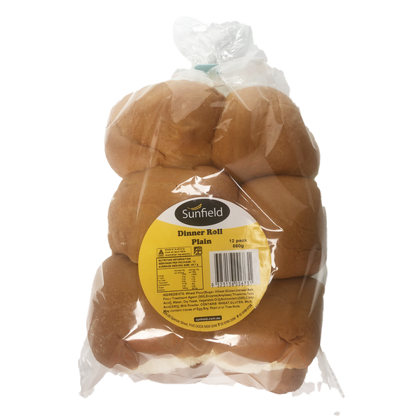 Sunfield Dinner Roll Plain x12 560g