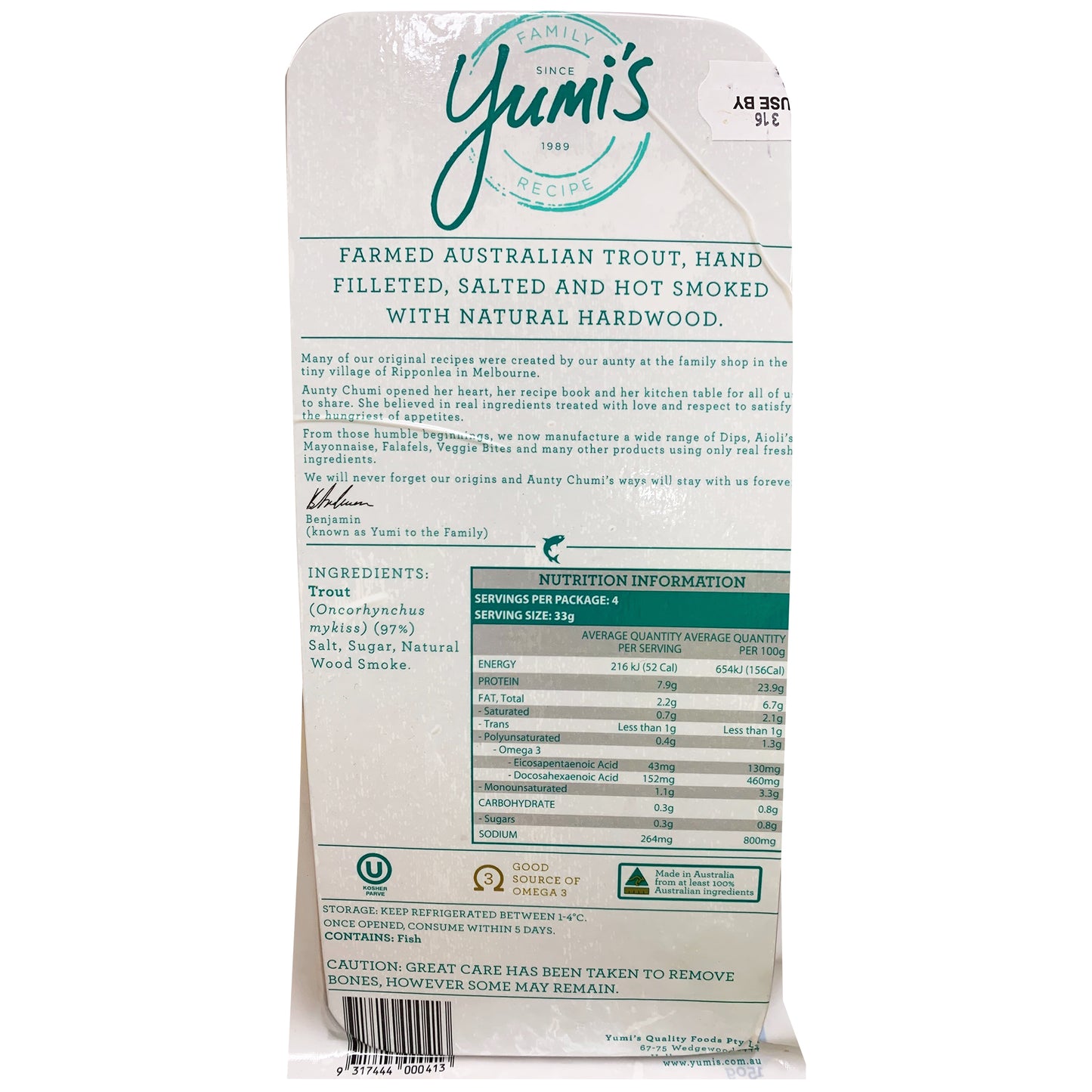 Yumi's - Smoked Trout Fillets - Farmed Australian Trout (150g)