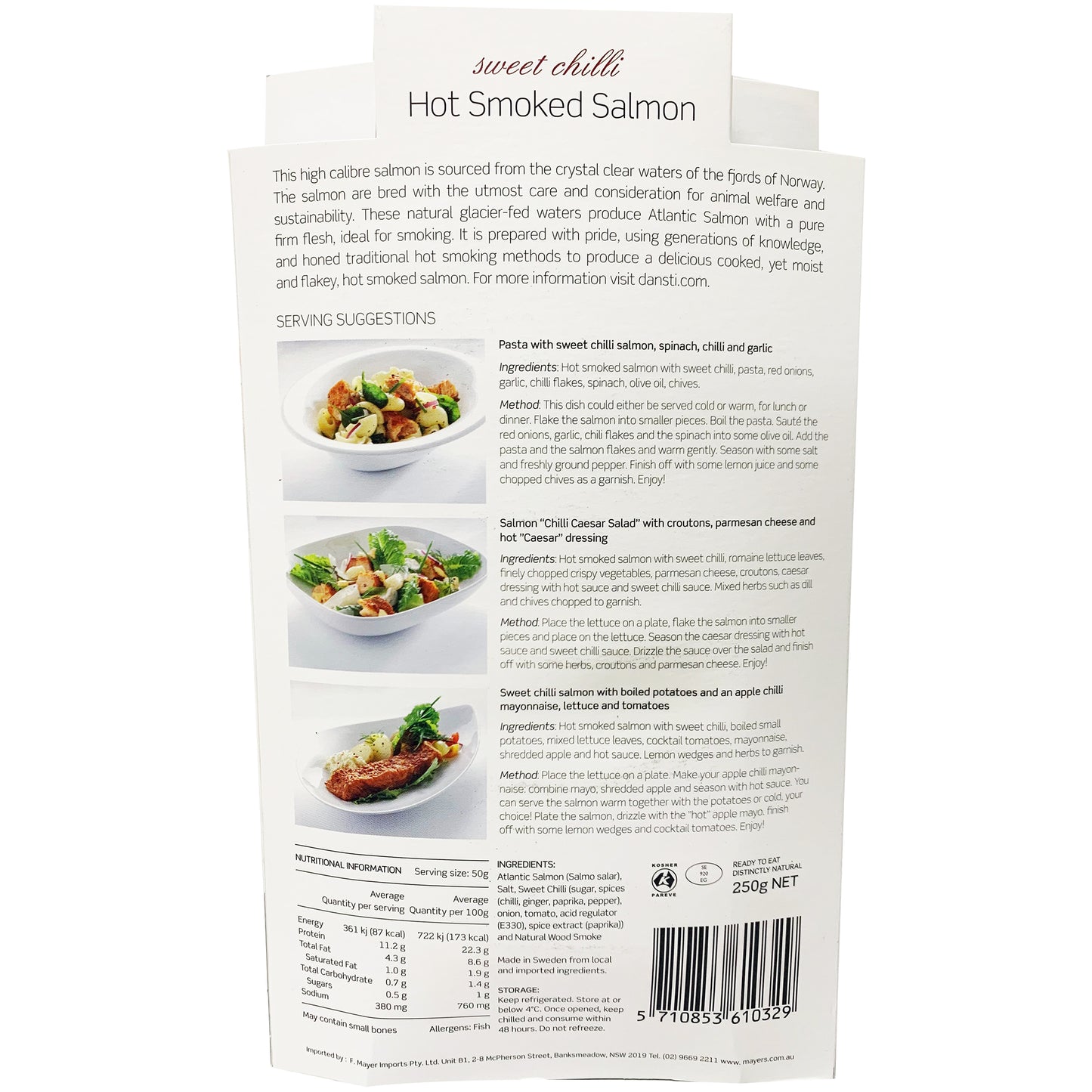 Salmon - Hot Smoked - Sweet Chilli (250g) Dansti