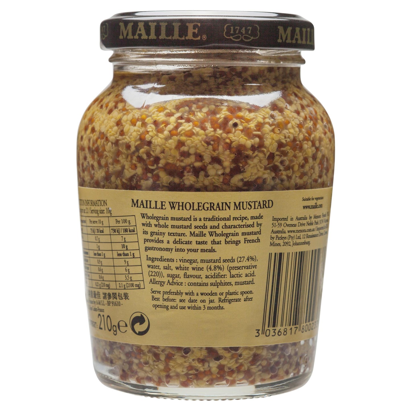 Maille Mustard Wholegrain 210g , Grocery-Cooking - HFM, Harris Farm Markets
 - 2