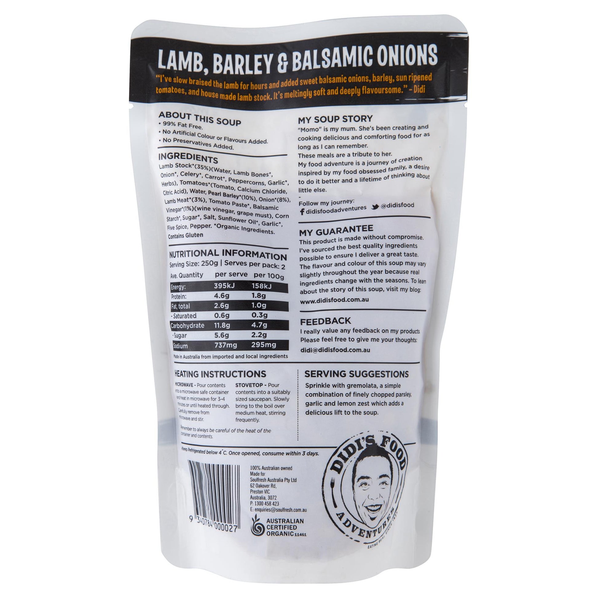 Momo Lamb & Balsamic Onions Organic Soup 500g , Frdg3-Meals - HFM, Harris Farm Markets
 - 2