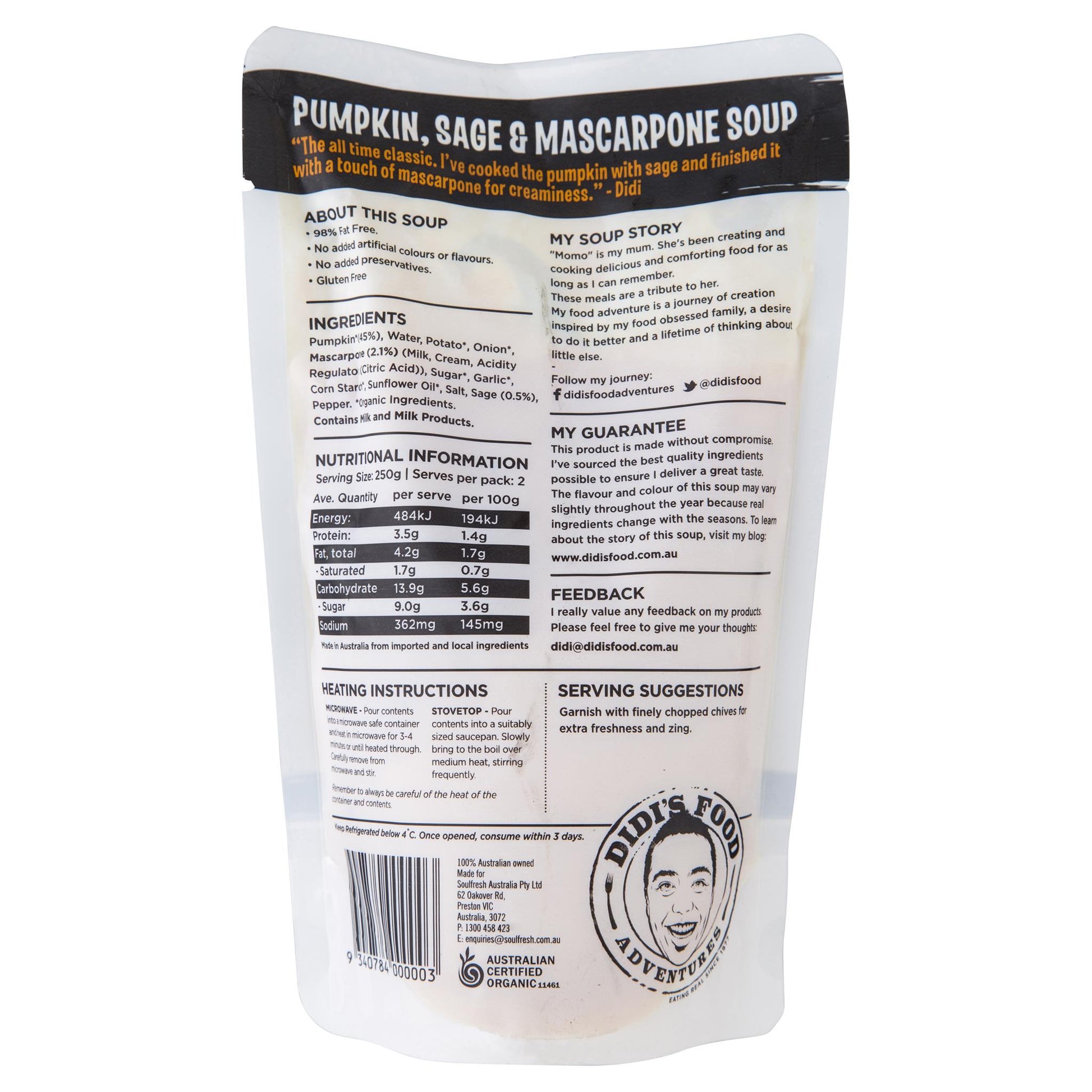 Momo Sage & Mascarpone Organic Soup 500g , Frdg3-Meals - HFM, Harris Farm Markets
 - 2