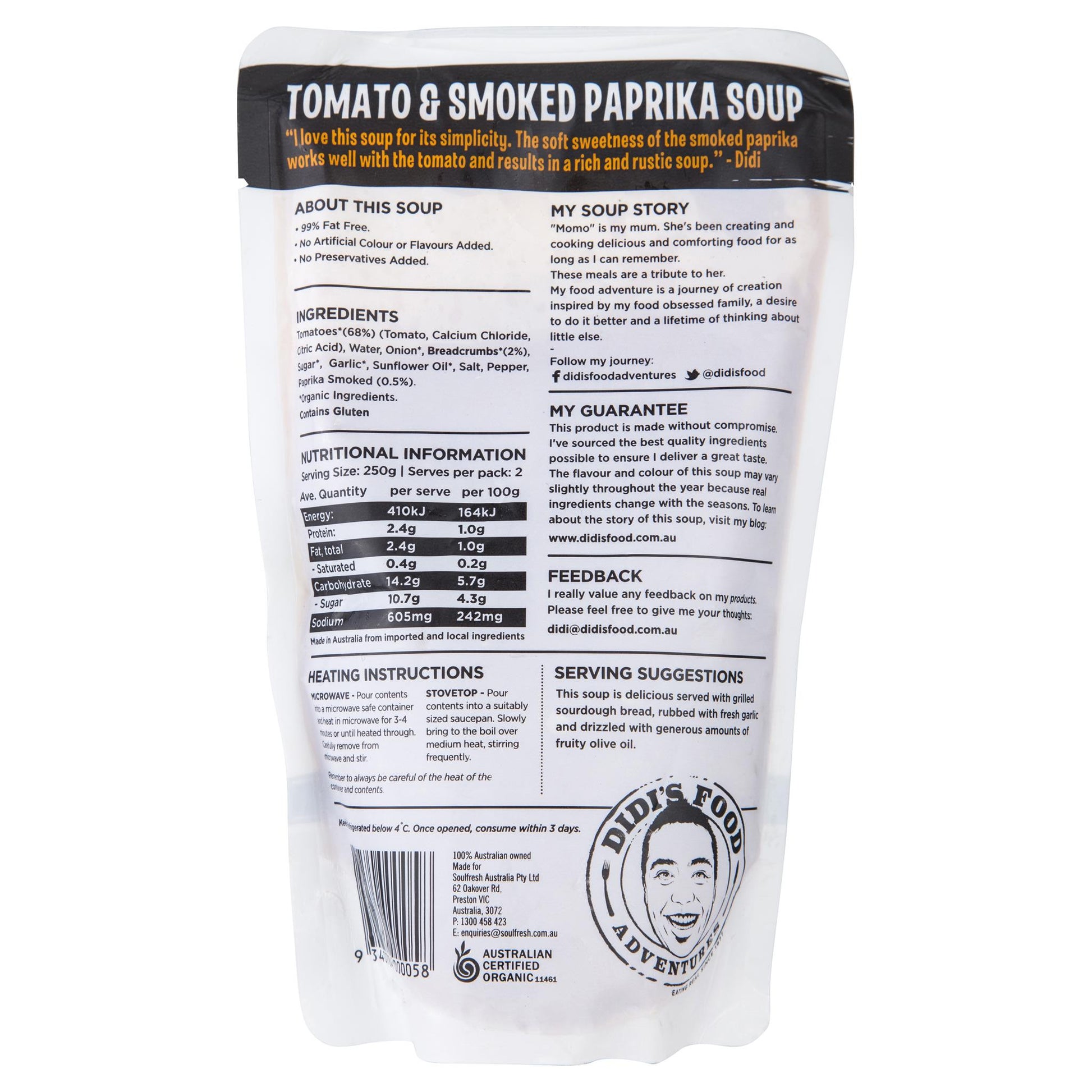 Momo Tomato & Smoked Paprika Organic Soup 500g , Frdg3-Meals - HFM, Harris Farm Markets
 - 2