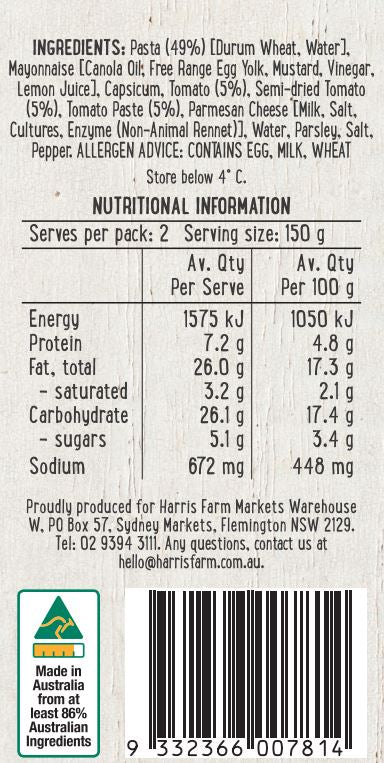 Harris Farm - Side Salad - Creamy Tomato Pasta (Small, 300g)