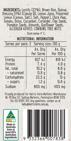 Harris Farm Side Salad Lentil Salad 300g