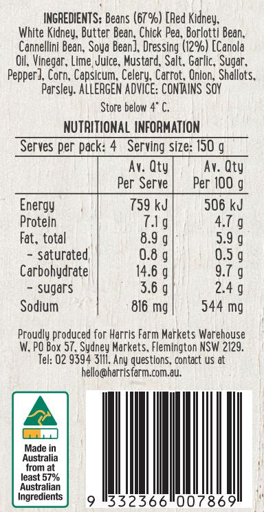 Harris Farm Side Salad Bean Medley 600g