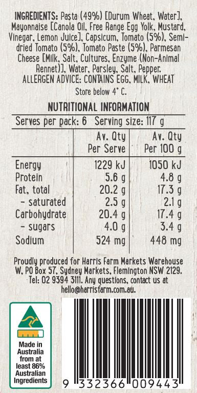 Harris Farm - Side Salad - Creamy Tomato Pasta (Large, 700g)