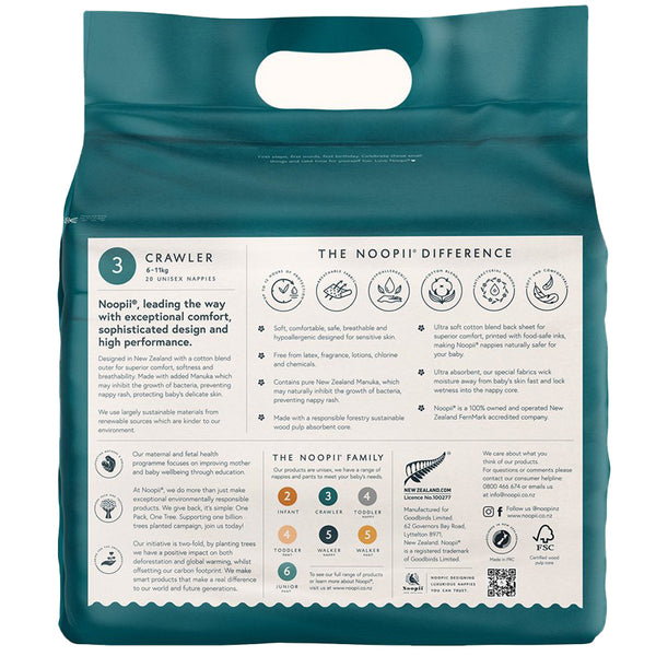 Noopii Nappies 6-11kg N3 Crawler 20 Pack | Harris Farm Online