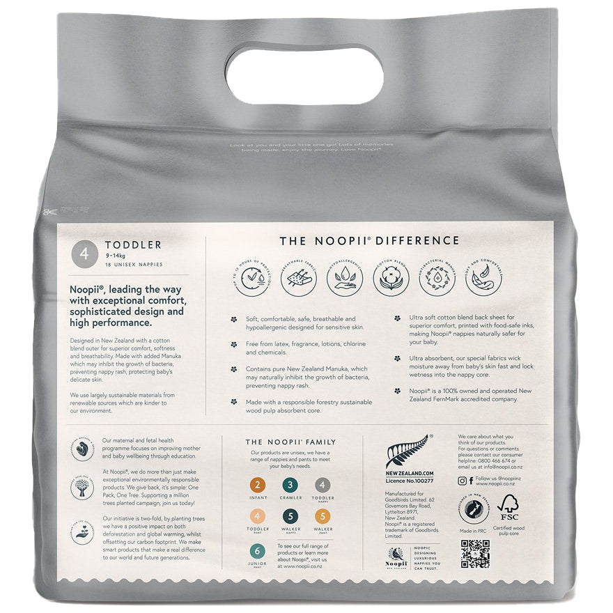 Noopii Nappies 9-14kg N4 Toddler 18 Pack | Harris Farm Online