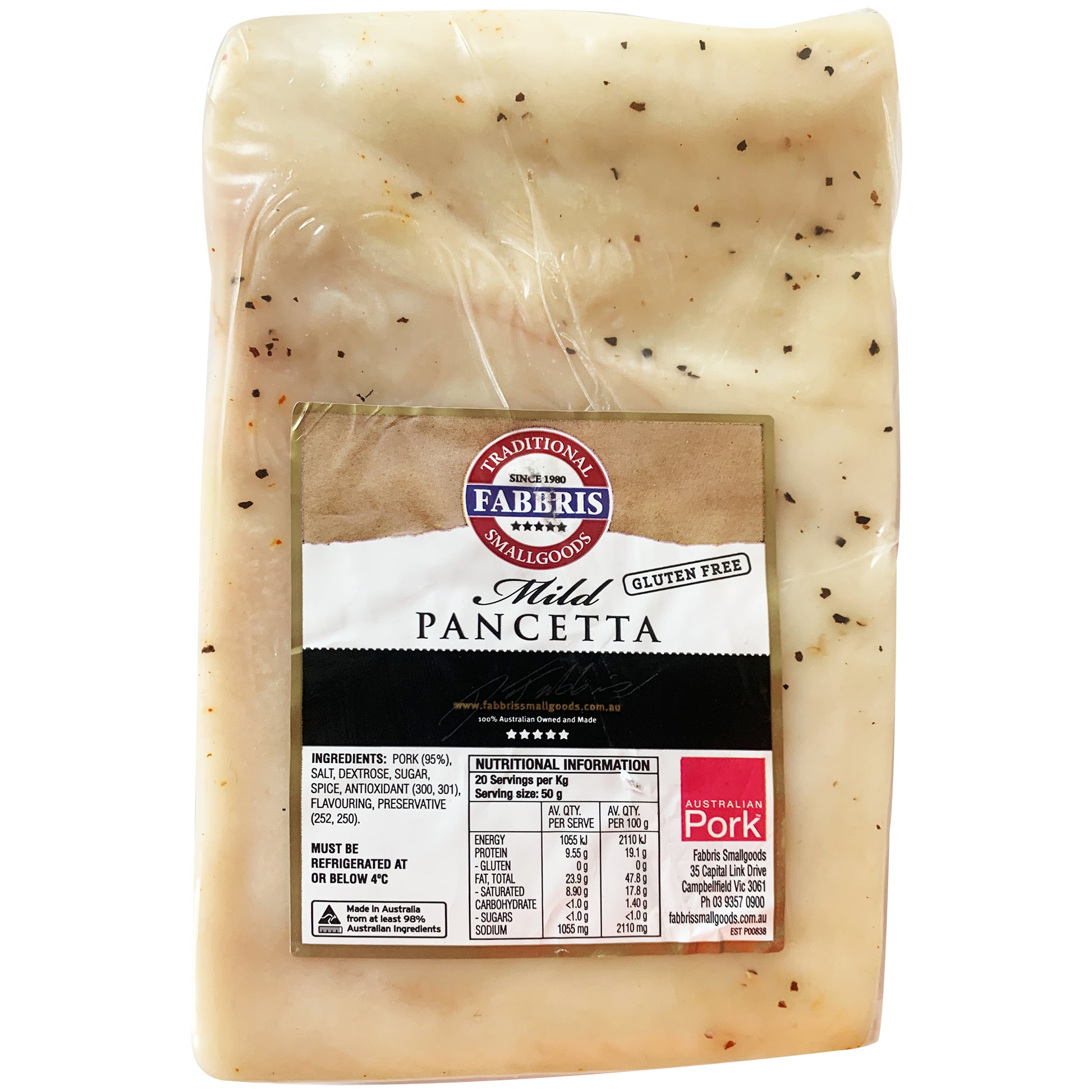 Fabbris Smallgoods - Flat Pancetta Portions (Mild) | Harris Farm Online