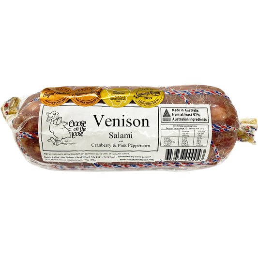 Goose On The Loose Venison Salami with Cranberry and Pink Peppercorn  | Harris Farm Online