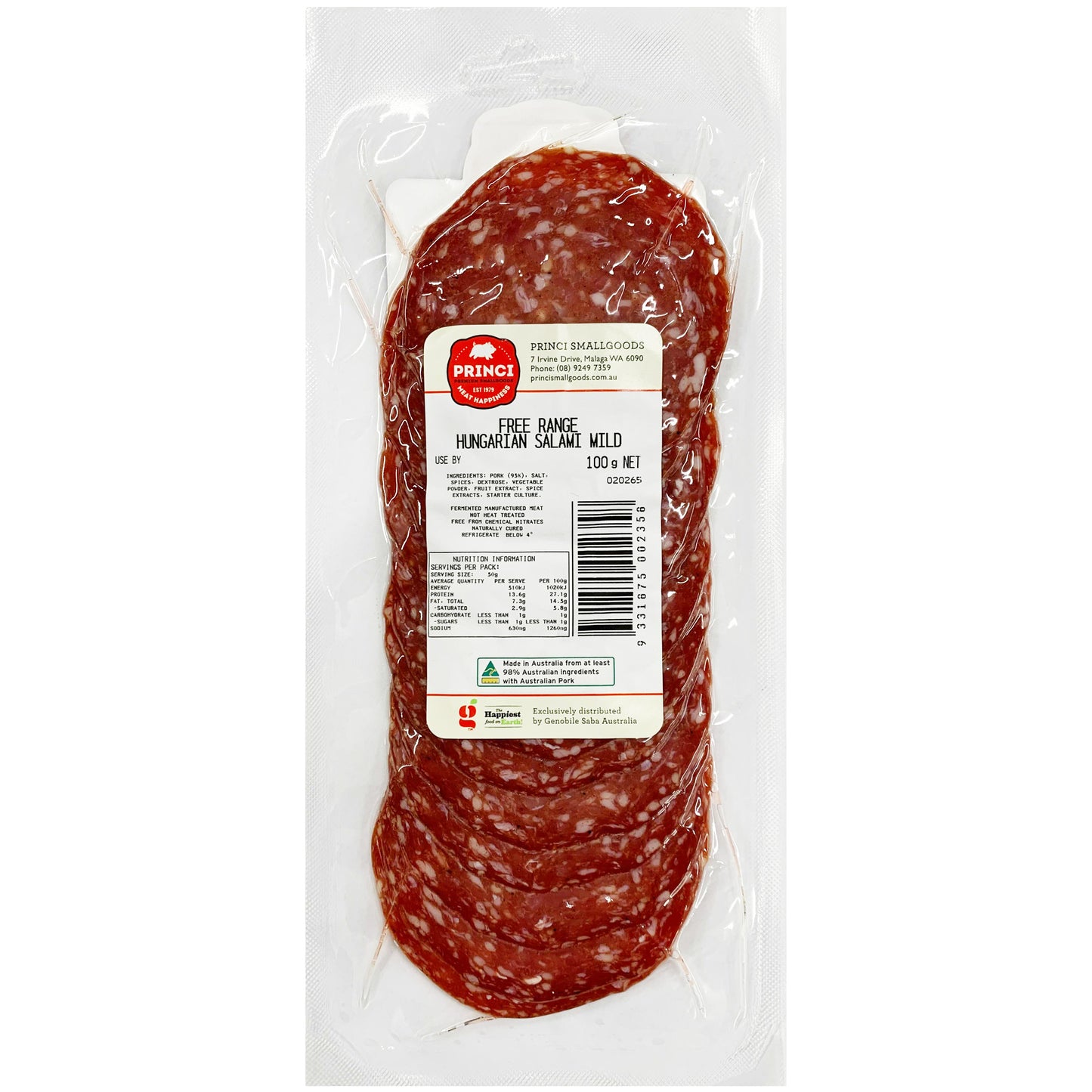 Princi Free Range Hungarian Mild Salami | Harris Farm Online