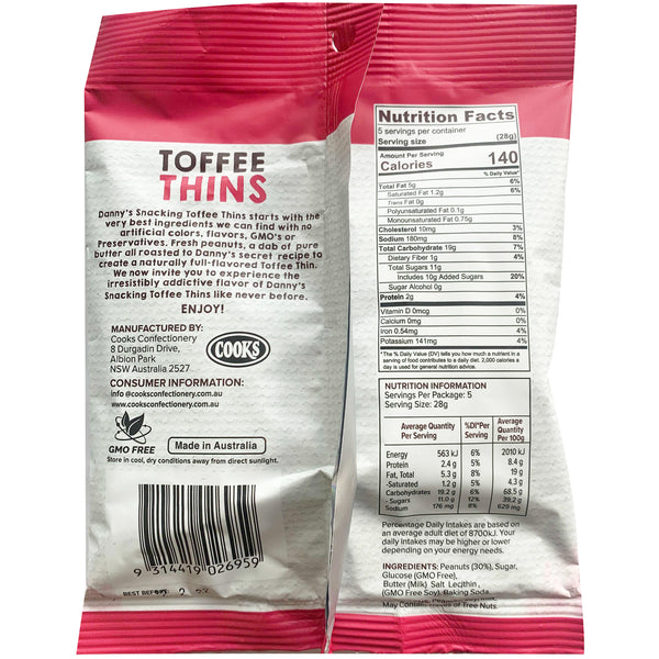 Danny's Toffee Thins Peanut and Sea Salt | Harris Farm Online
