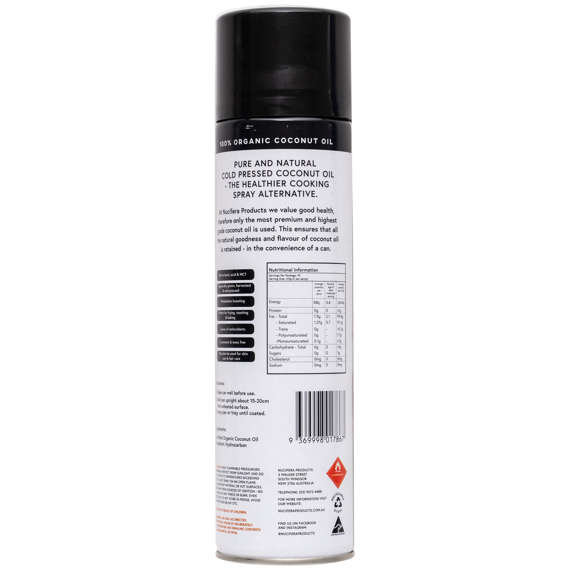 Nucifera Cold Pressed Organic Coconut Oil Spray | Harris Farm Online