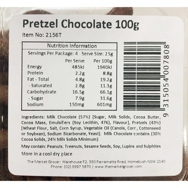 The Market Grocer Pretzels Chocolate 100g