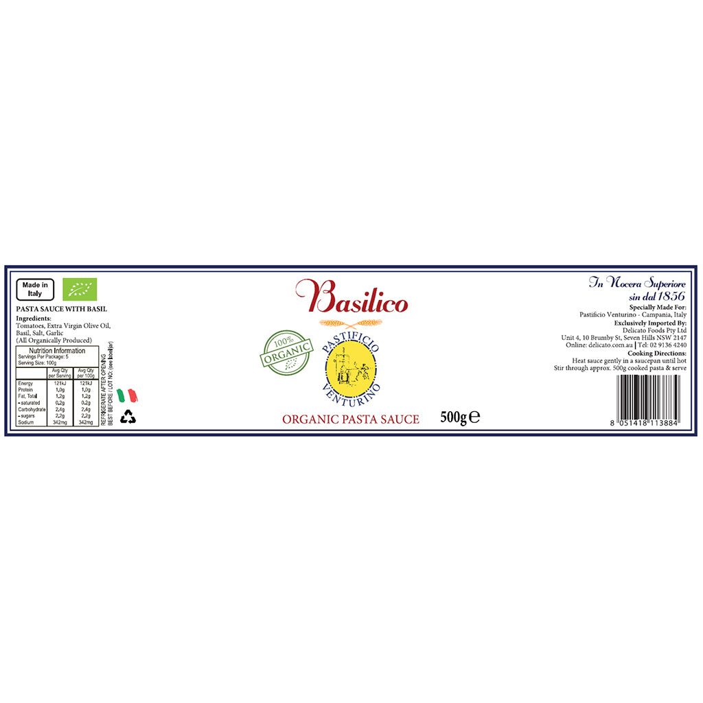 Pastificio Venturino Organic Basilico Pasta Sauce | Harris Farm Online