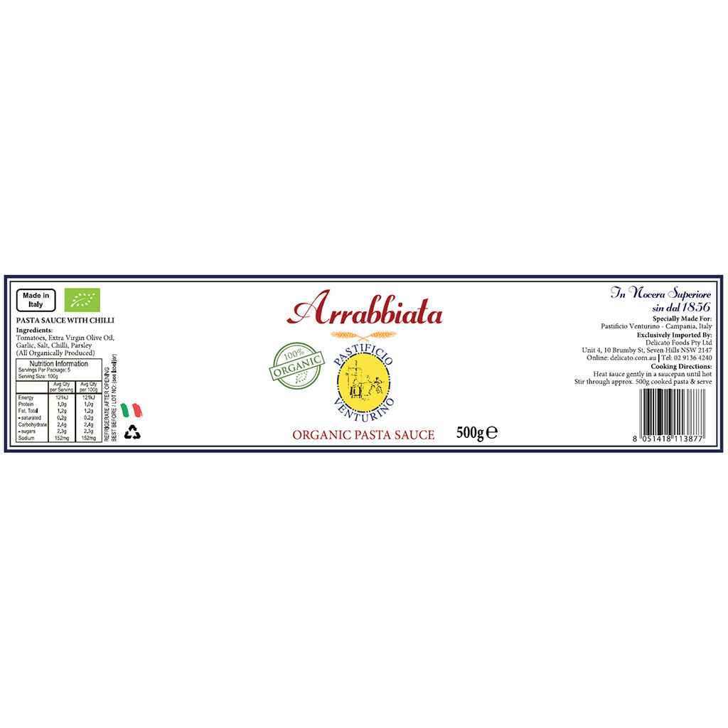 Pastificio Venturino Organic Arrabbiata Pasta Sauce | Harris Farm Online