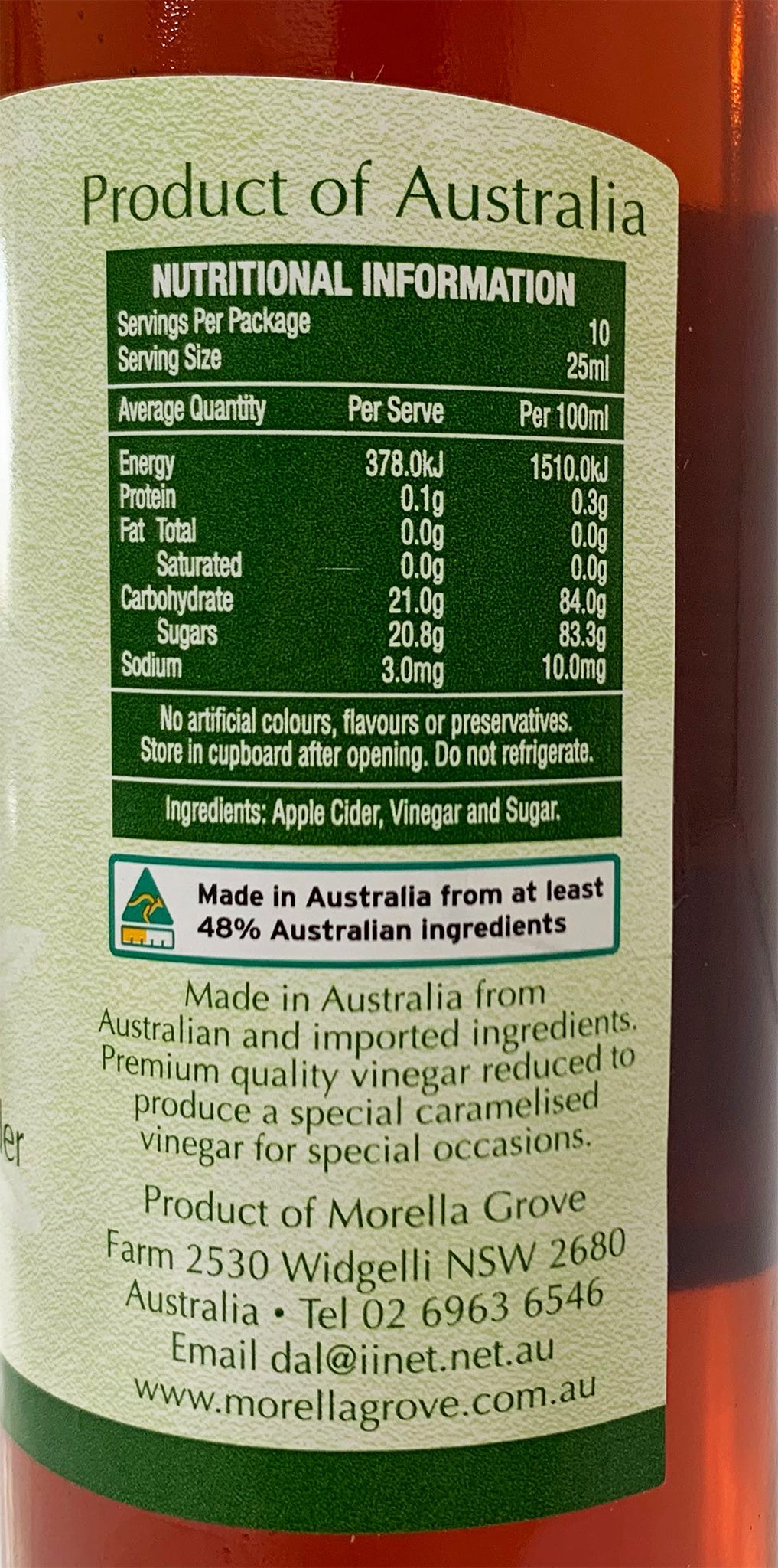 Morella Grove Caramelised Apple Cider Vinegar 250ml