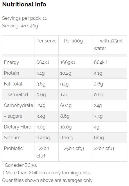 Blue Frog Probiotic Porridge Vanilla Bean and Chia Seed 440g
