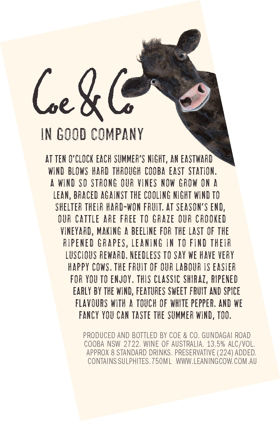 Coe & Co - Leaning Cow Shiraz - Cooba Mountain, NSW | Harris Farm Online
